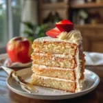 A back-to-school cake decorated with an apple, ruler, and colorful sprinkles.