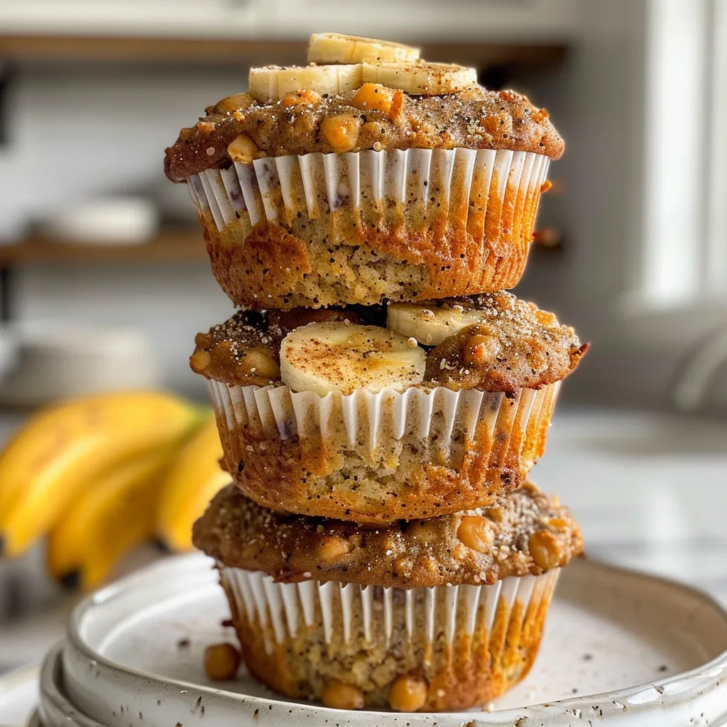 Close-up of a healthy zero-point Weight Watchers banana bread muffin in a pink liner.