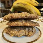 A plate of soft and chewy banana bread cookies.