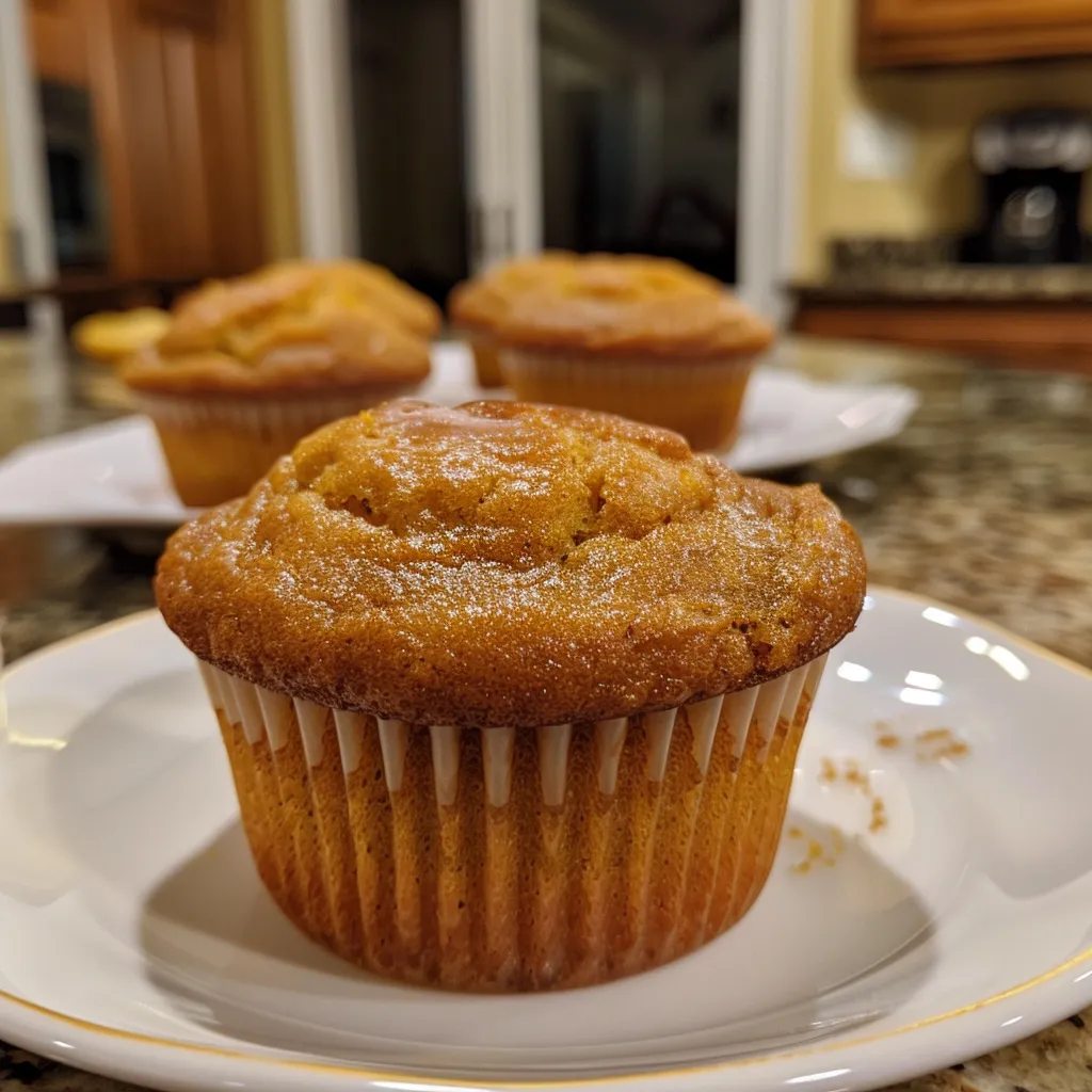 A plate of delicious pumpkin muffins topped with pumpkin seeds and cinnamon.
