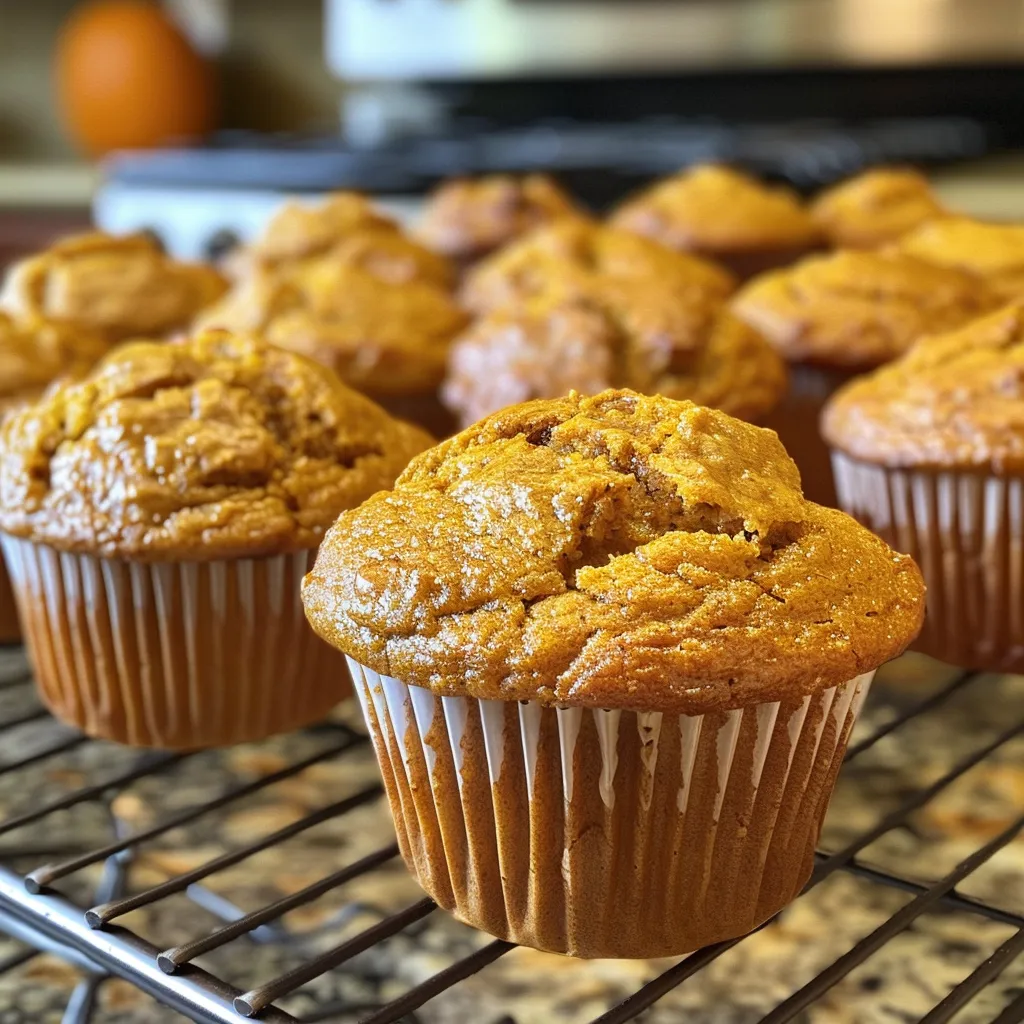 A plate of delicious pumpkin muffins topped with pumpkin seeds and cinnamon.